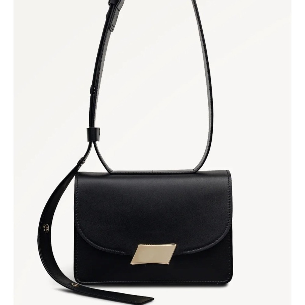 Radley London Belsize Black Leather Shoulder Bag Gold Hardware Twist Lock
